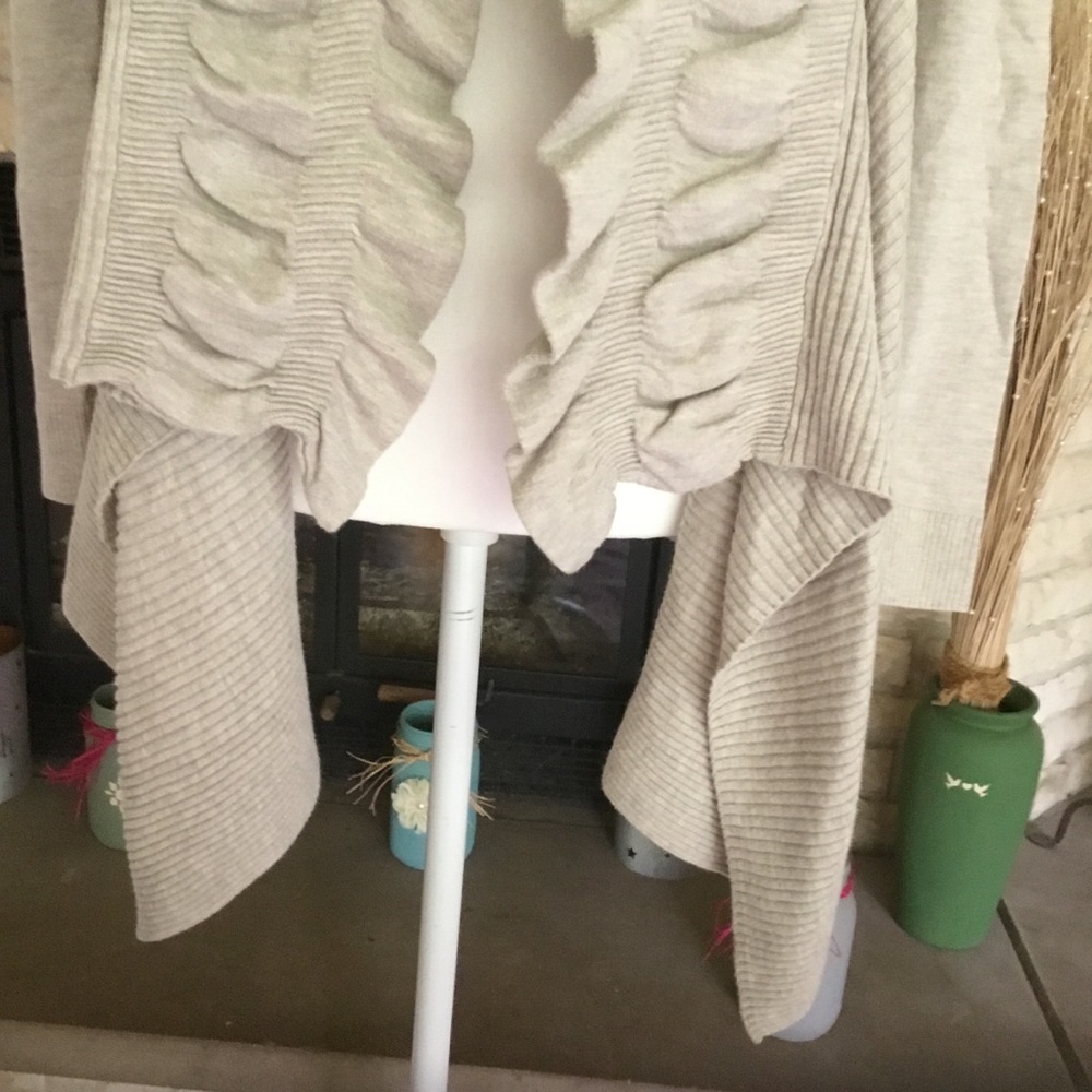 INC WATERFALL SWEATER WITH RUFFLE FRONT - Picture 4 of 7